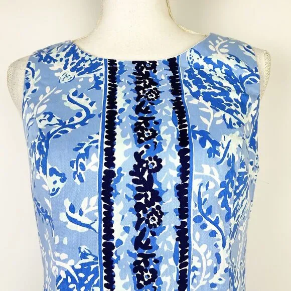 Lilly Pulitzer Mila Stretch Shift Dress Blue Peri Turtley Awesome Scoop Back 4 - Picture 4 of 8